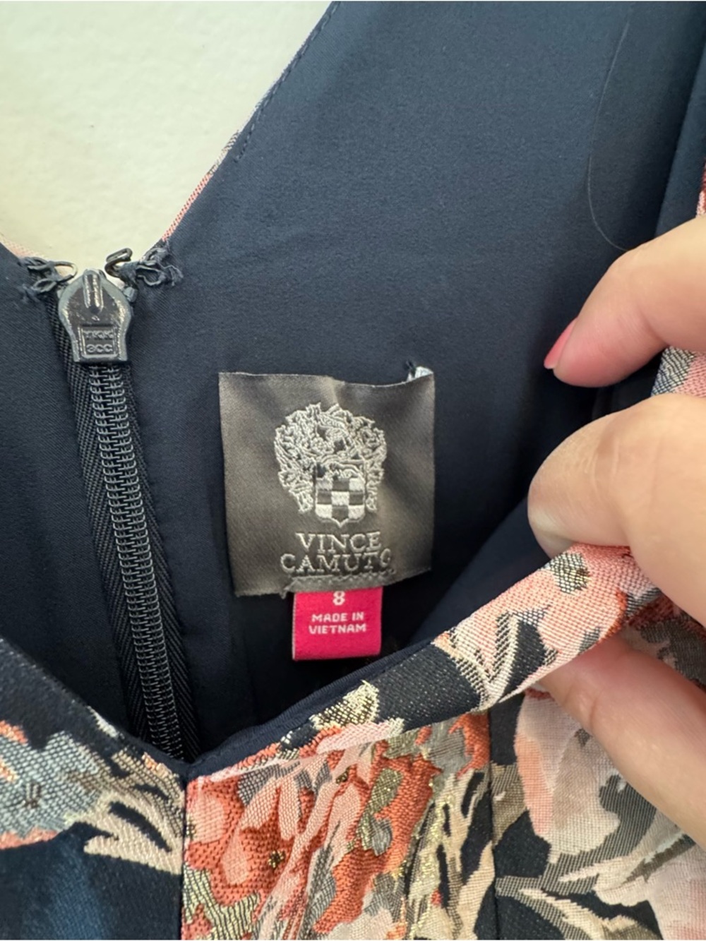Vince Camuto Black and Pink Floral Print Dress - Picture 3 of 4